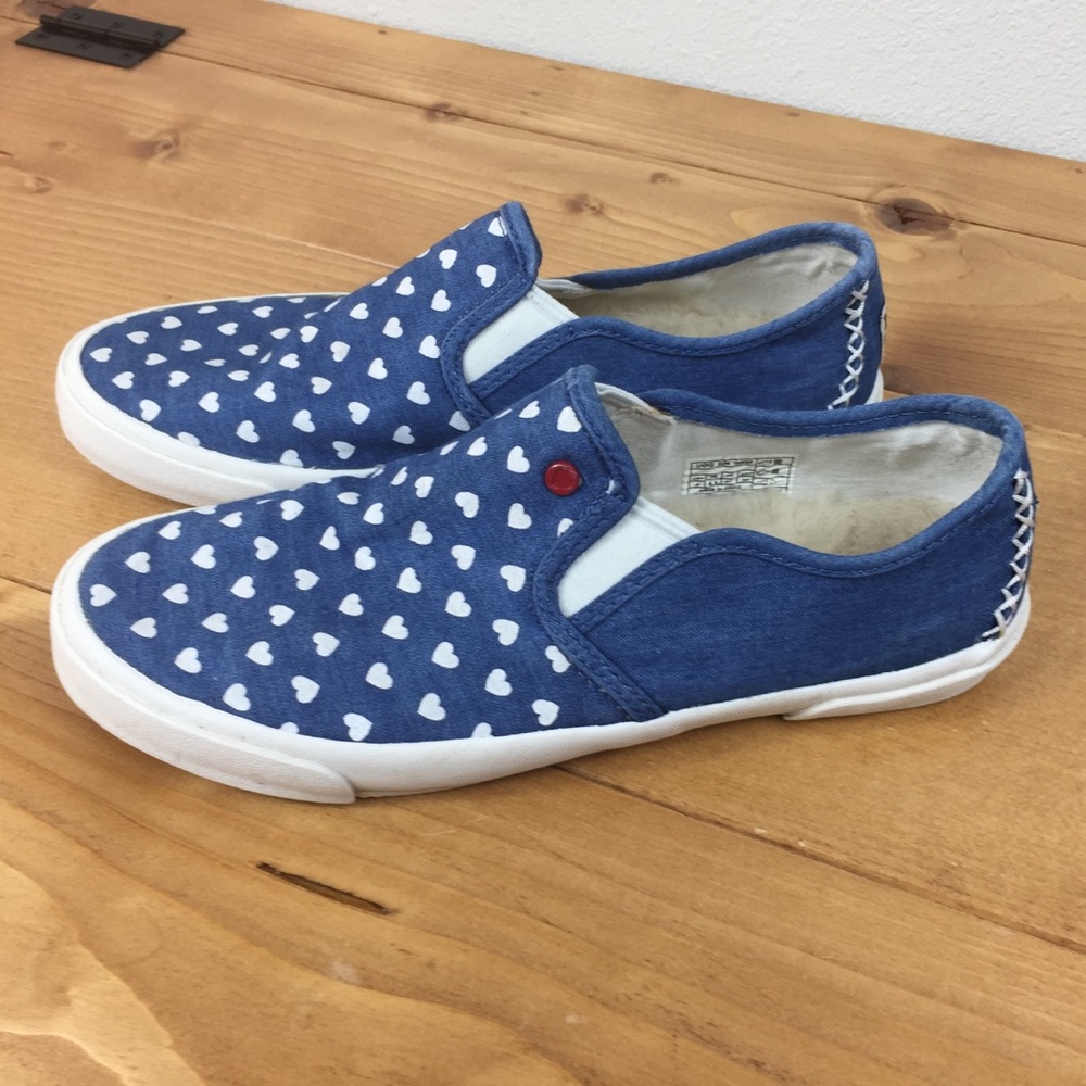 Ugg Heart Canvas Slip On Shoes Flats I Heart Ugg